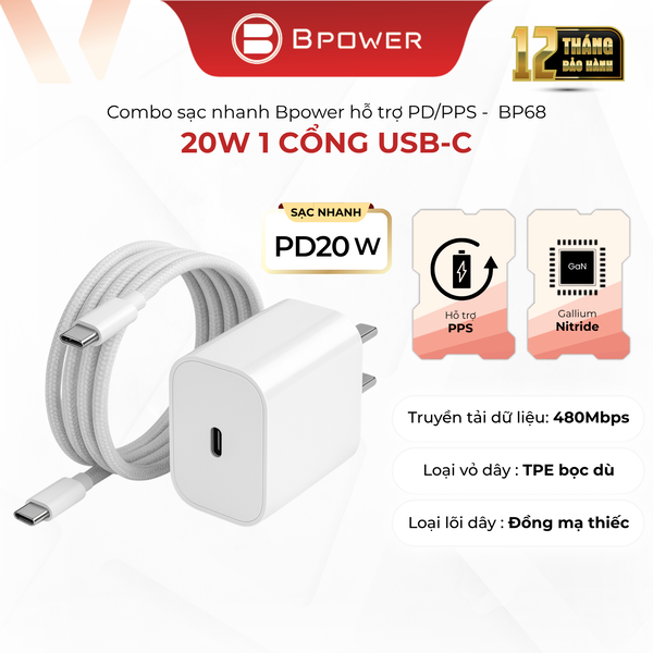 Combo củ+cáp sạc 20W