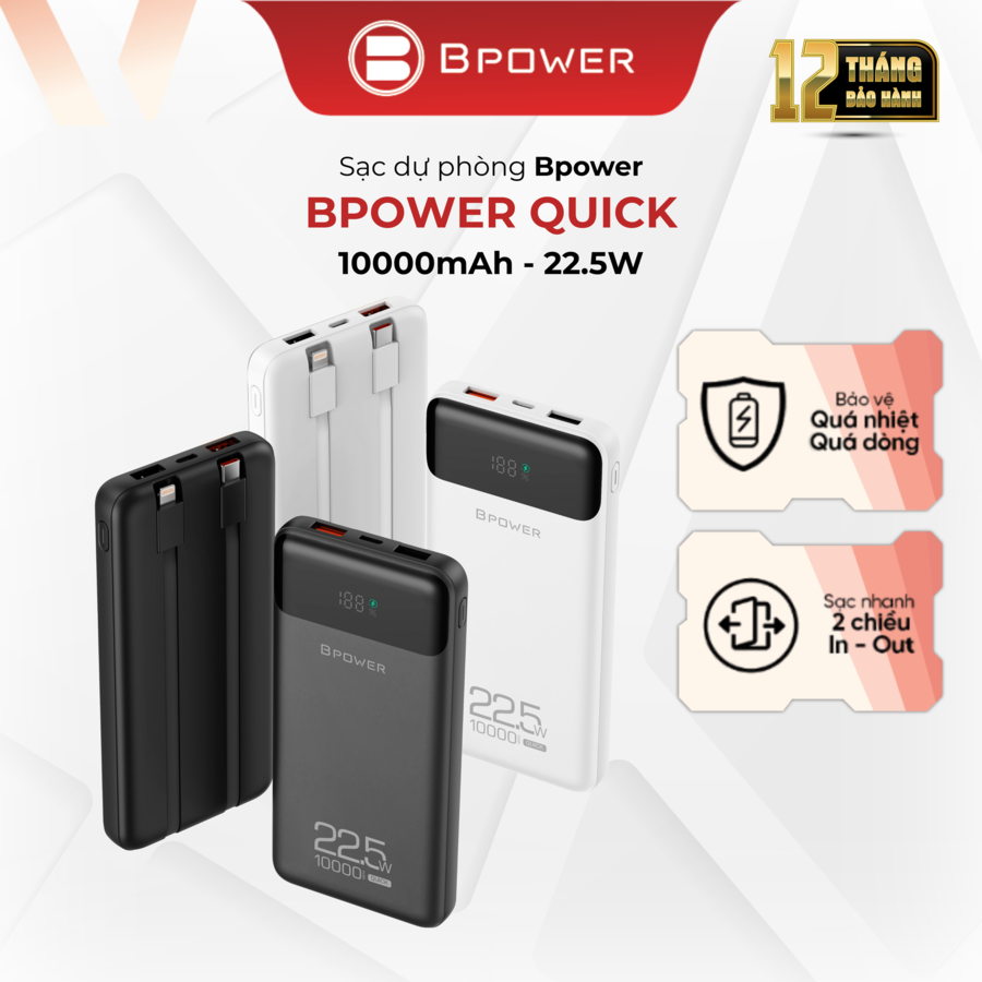 Sạc dự phòng Bpower Quick 10.000mAh