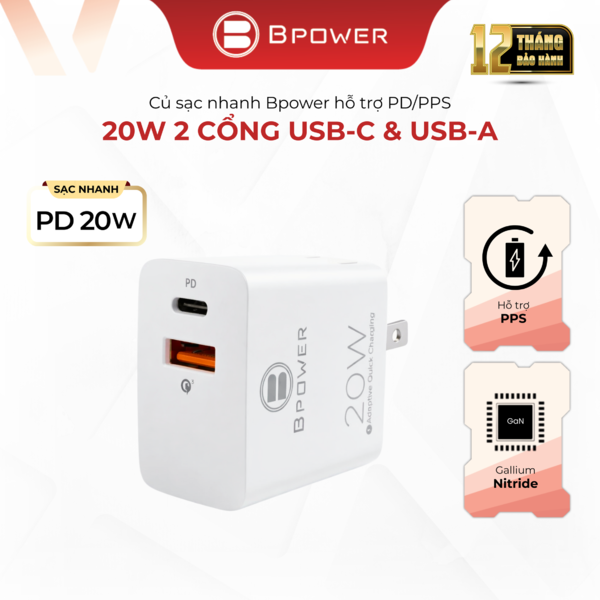 Củ sạc 20W 2 cổng
